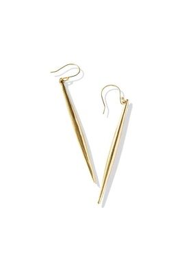 NEW Ink + Alloy Leslie Quill Earrings Long Drop Spike Gold Tone Brass